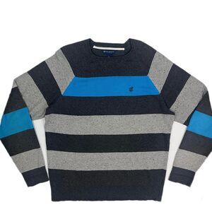 Rocawear VTG Men’s XL Block Striped Cotton Knit Crewneck Sweater Y2K Hip Hop
